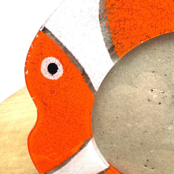 Fused glass art glass Clown Fish tropical island style vibe photo frame 3” - Picture 2 of 8